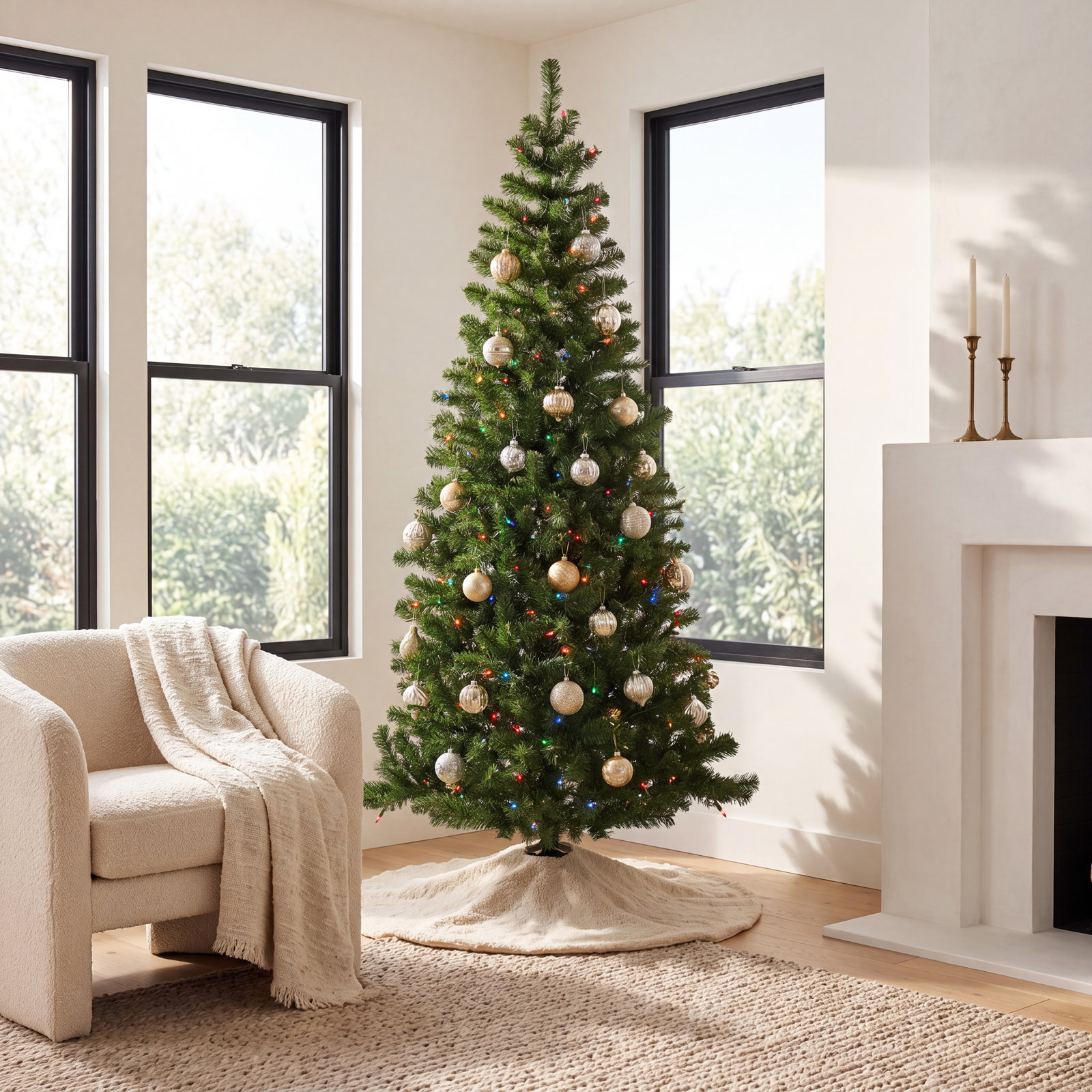 Slim 6' Pre-Lit Pine Christmas Tree