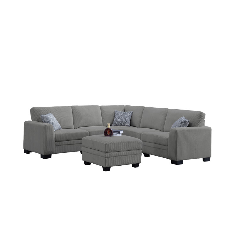Canapé modulaire en velours côtelé 6 pièces, Velours côtelé gris