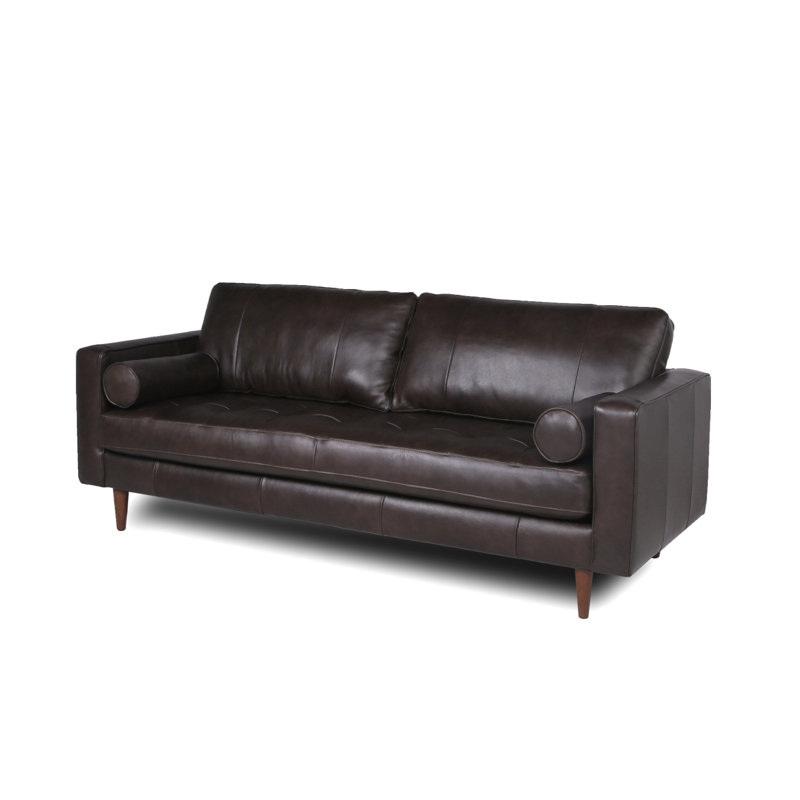 Canapé moderne en cuir capitonné Mid-Century, Espresso