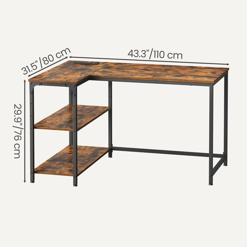 Metal Base Computer Desk, Brown