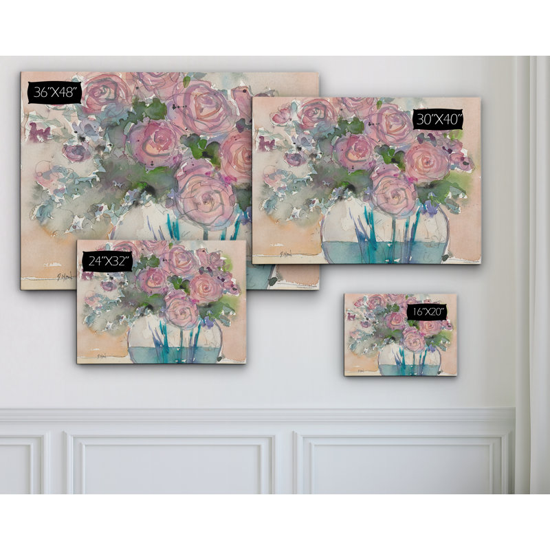 « quelque chose floral vi », reproduction de peinture à l’aquarelle sur toile, H 16 po x l 20 po x P 1,5 po