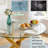 36'' Round Tempered Glass Dining Table with Modern Gold Metal Legs, Seats 2-4-317437598