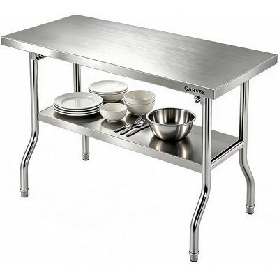 Table de travail pliante 48 po en acier inoxydable, table de préparation commerciale pour cuisine avec pieds réglables