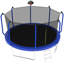 Trampoline 14FT avec panier de basketball, trampoline d'extérieur renforcé de type ASTM avec filet d'enclos