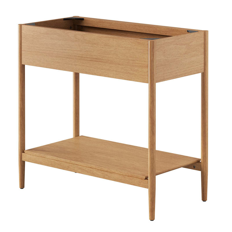 Natural Wood 36" Single Bathroom Vanity Base with Metal Handles