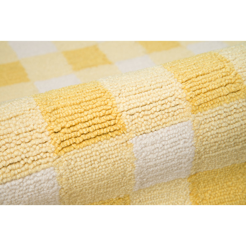 India Hand Hooked Wool Plaid Area Rug, Runner 2'3" x 7'6"