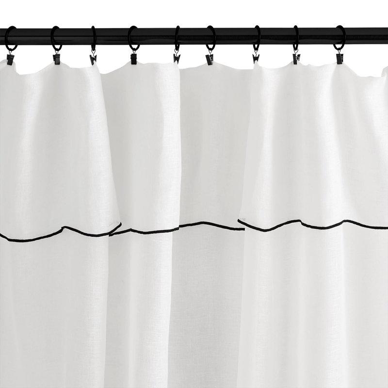 Heaton Linen Sheer Single Curtain Panel, White/Black, 145 W x 220 D cm