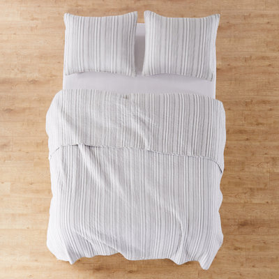 Bondi Stripe Grey King Quilt Set