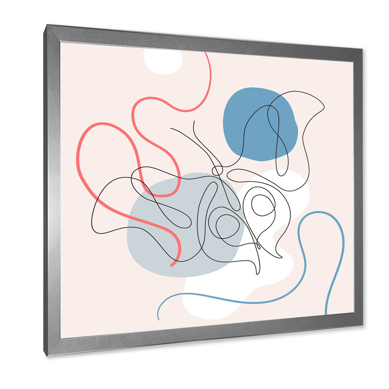 Papillon, dessin au trait sur les formes cubiques II - reproduction d'art, H 36 po x l 36 po x 1,5 po, Cadre photo argenté