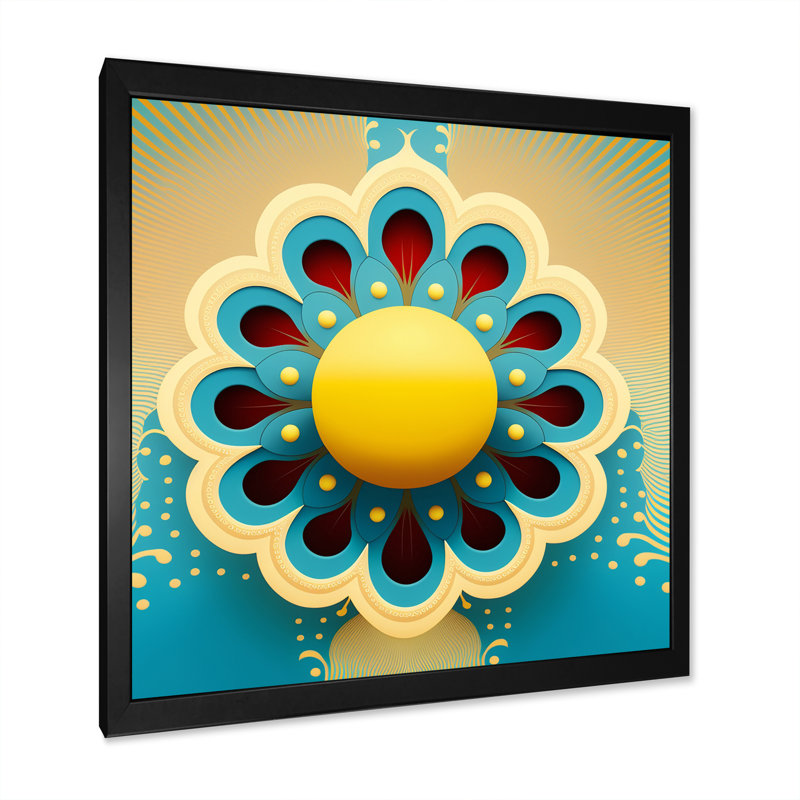 «Blossoming Golden Moon I», reproduction sur toile, Toile avec cadre photo noir, H 36 po x l 36 po x P 1,5 po