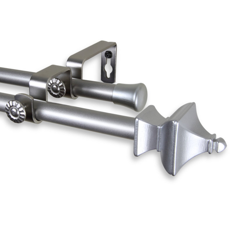 Tringle à rideaux double Esta, 84 po à 120 po, Nickel satiné