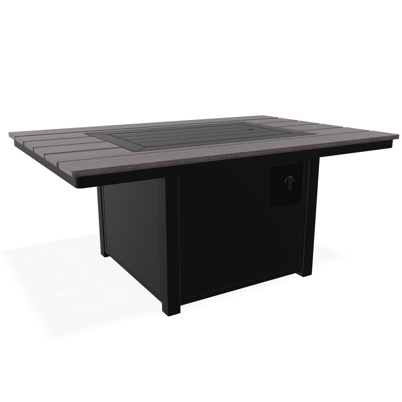 Table de feu 36 po x 54 po avec tablette au propane, Noir / Promenade