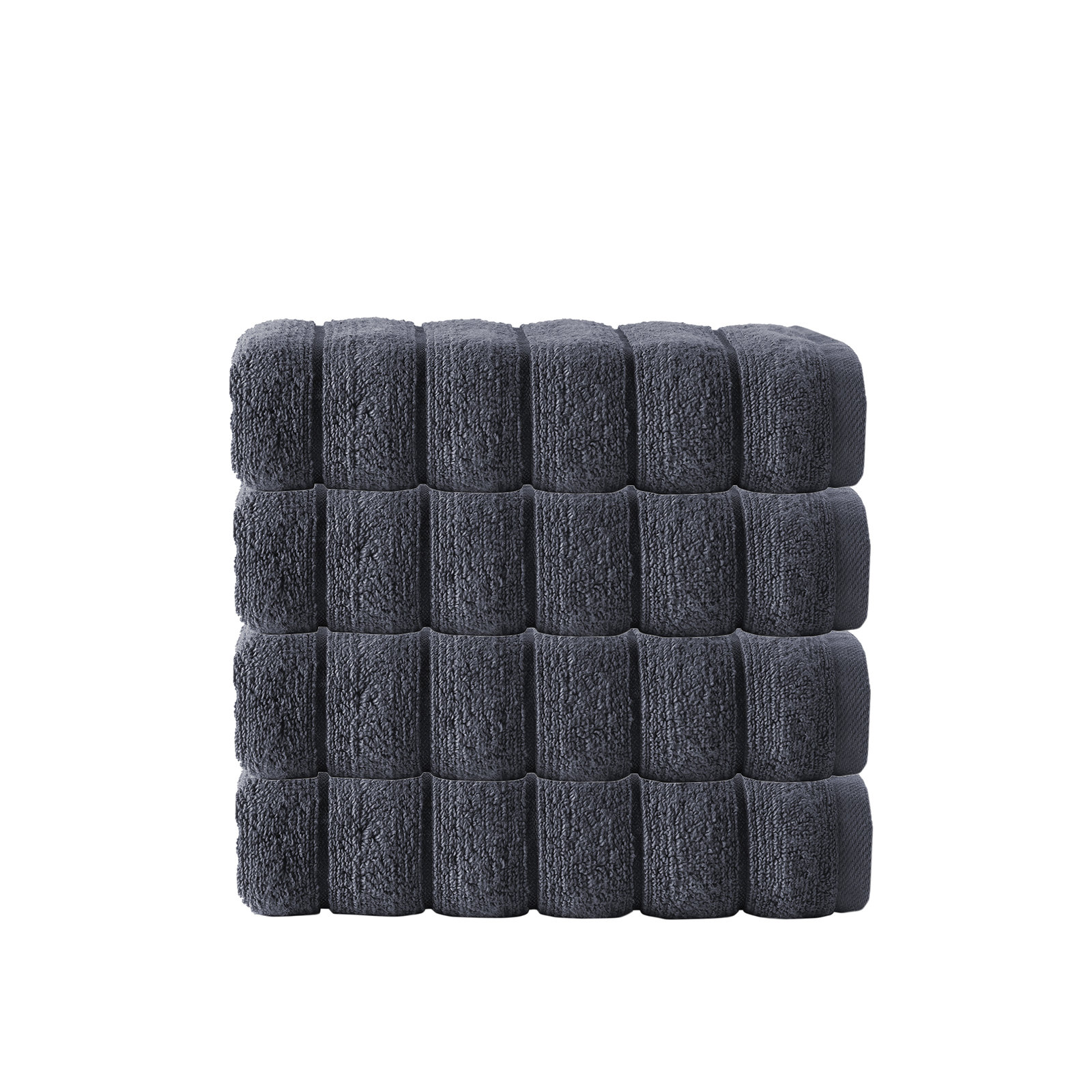 Rachel Turkish Cotton Ribbed Hand Towels, Anthracite