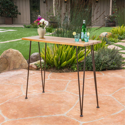 Industrial Wood And Metal Bar Table