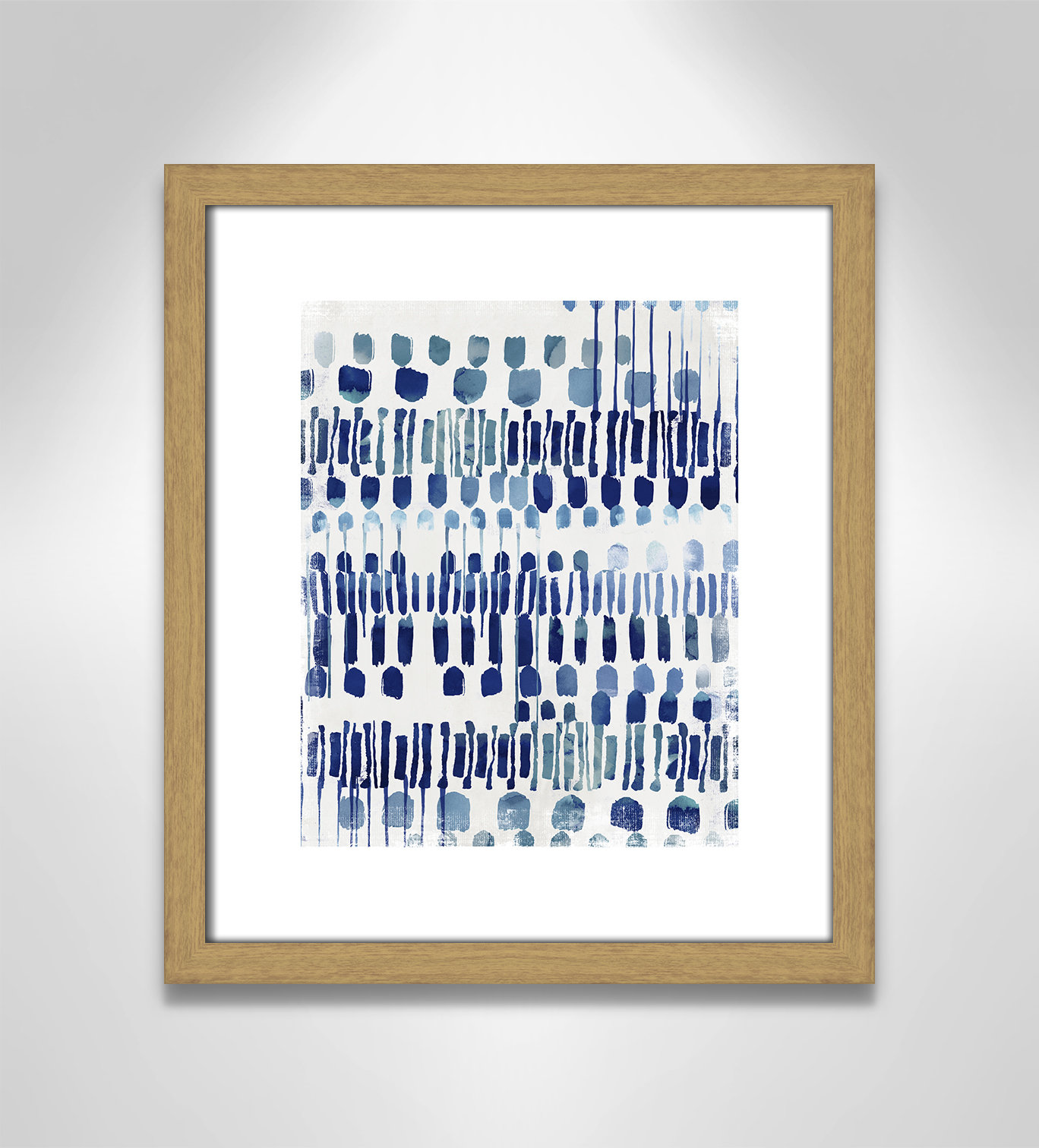 Fynn "Continuously I" Painting by Eva Watts, 15" H x 13" W x 0.75" D, Natural Wood Grain Framed Paper, White