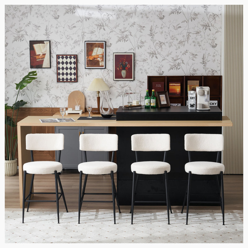 Tabouret de comptoir 24,8 po Jala, Beige, Noir