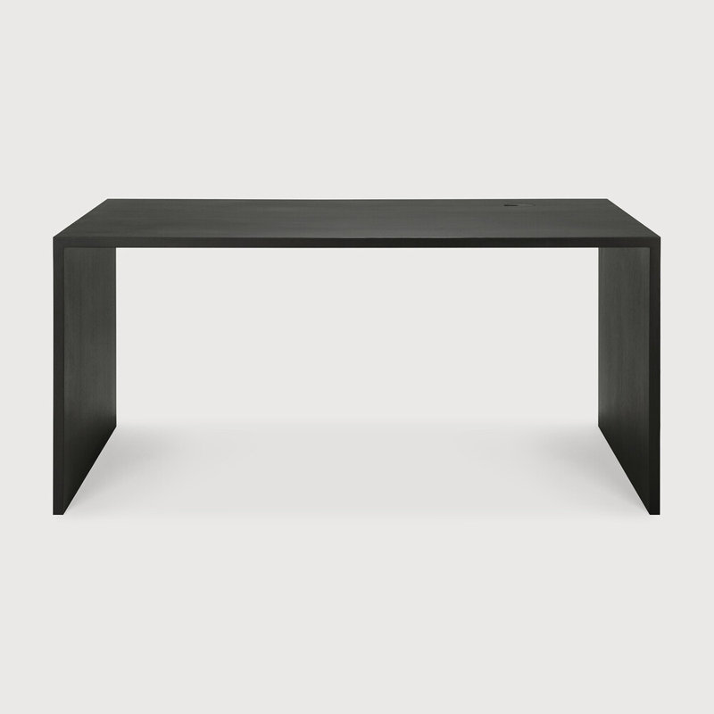 U Solid Wood Writing Desk, Oak Black, 30" H x 63" W x 31.5" D