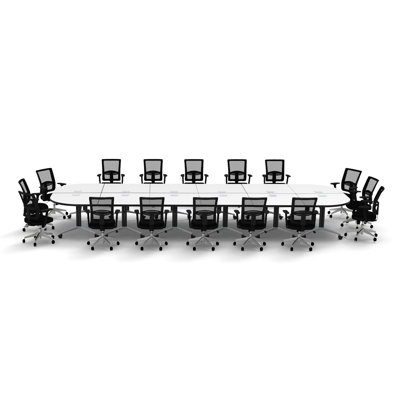 Rectangle 16 Person Flip Top 72'' L Modular Training Table and Chair Set with Casters and Modesty Panel and Cable Management