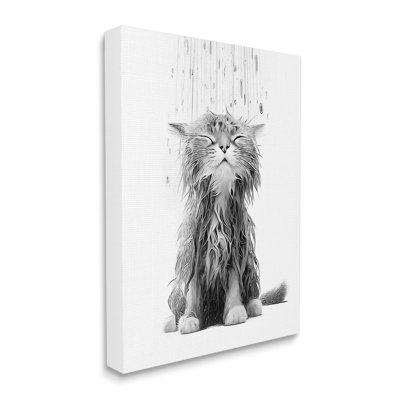 Chaton de salle de bain Splash sur bois par Annalisa Latella
