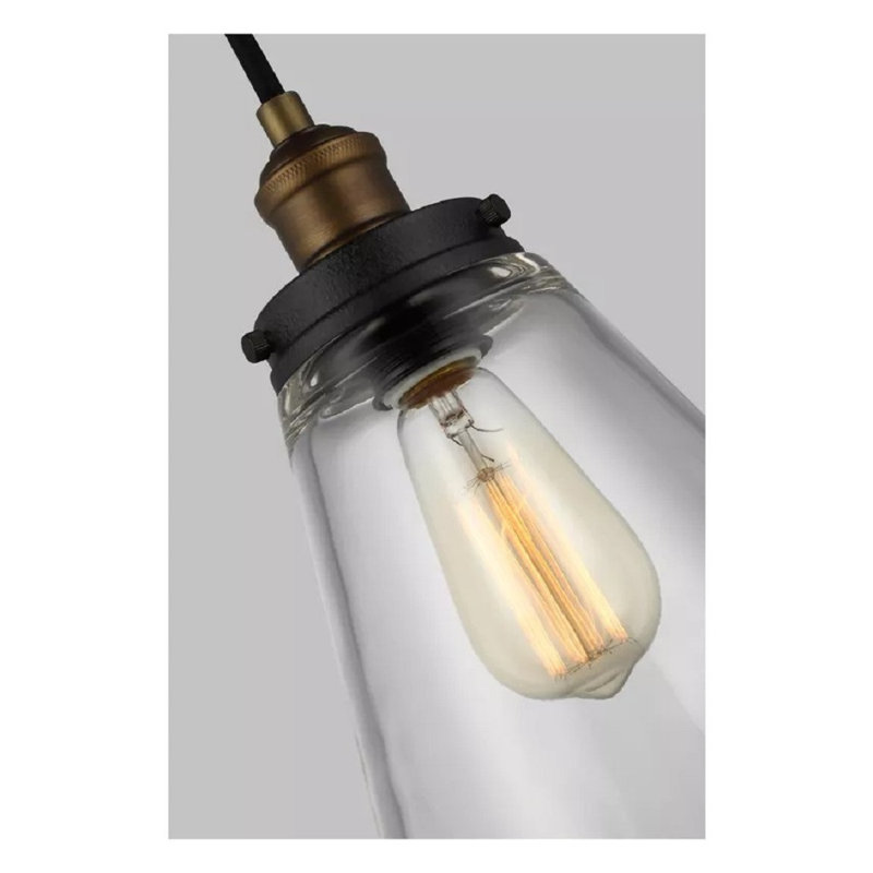Baskin 1 - Light Pendant, Painted Aged Brass/Dark Weathered Zinc, 11.62" H x 8.5" W x 8.5" D