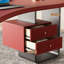 Bureau 2 tiroirs rouge + noir + bois franc incurvé + acier Barenia + acier + acrylique-1954360273-1954360287
