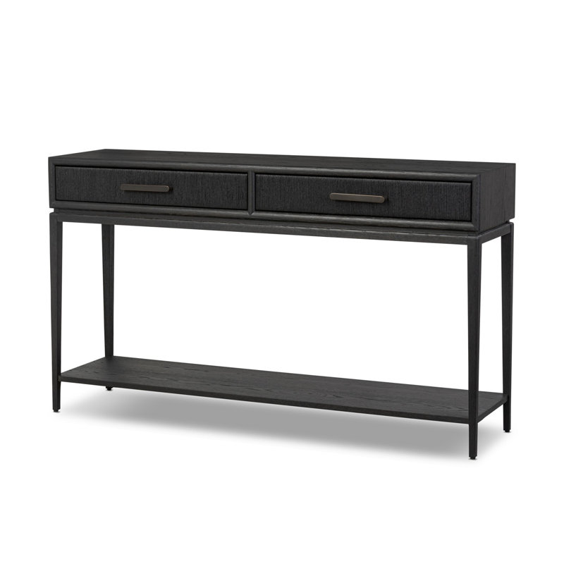 Rosenell Console Table-Natural Oak Veneer, Black Oak Veneer