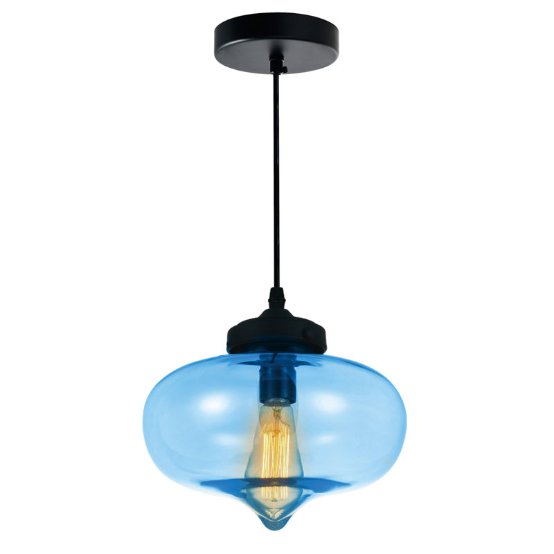 Luminaire suspendu 1 lumière Terrence, Bleu