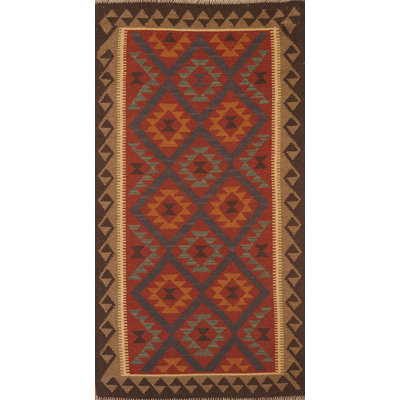 Kilim Reversible Wool Runner Rug 3x7