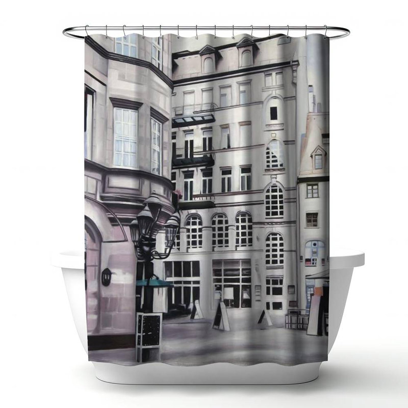 Shower Curtain AR6 – Polyester Shower Curtain, Dye Sublimation Print, 71" W × 74" L