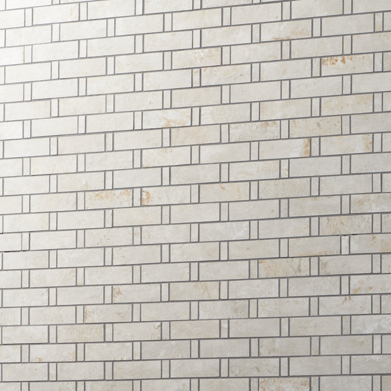 Ravina 12" x 12" Matte Porcelain Brick Look Floor and Wall Mosaic Tile (0.96 Sq. Ft. / Each), Ivory