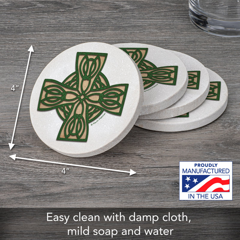 Celtic Cross 4-Pack Natural Sandstone Coasters