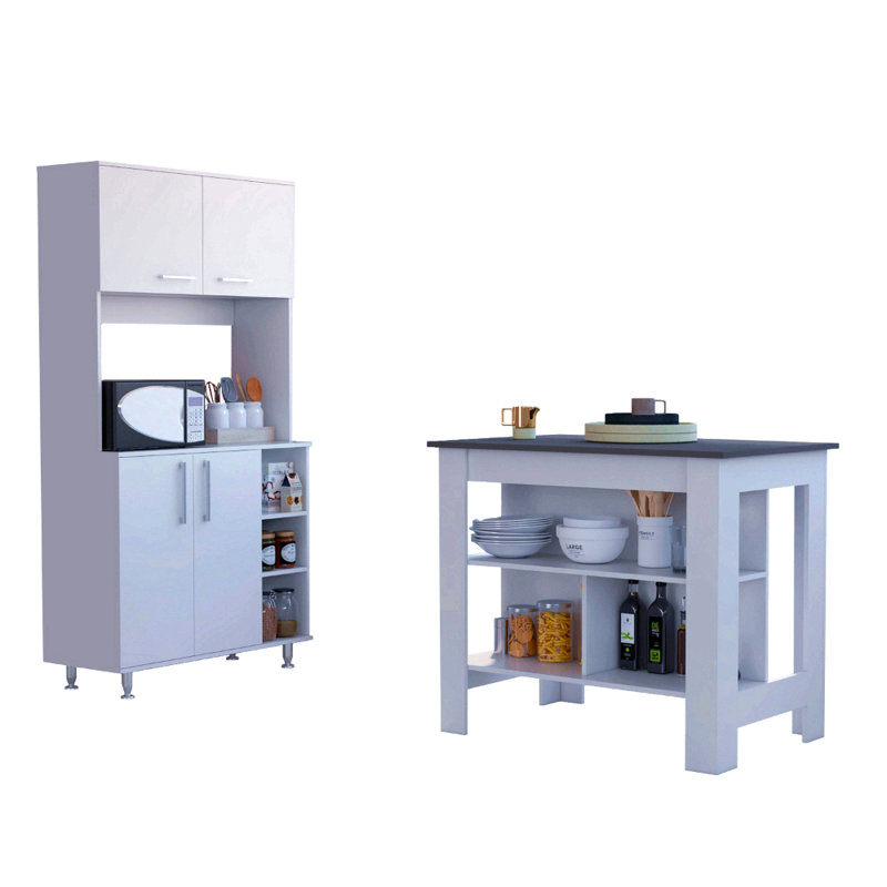 Ensemble de cuisine 2 pièces, îlot de cuisine et garde-manger