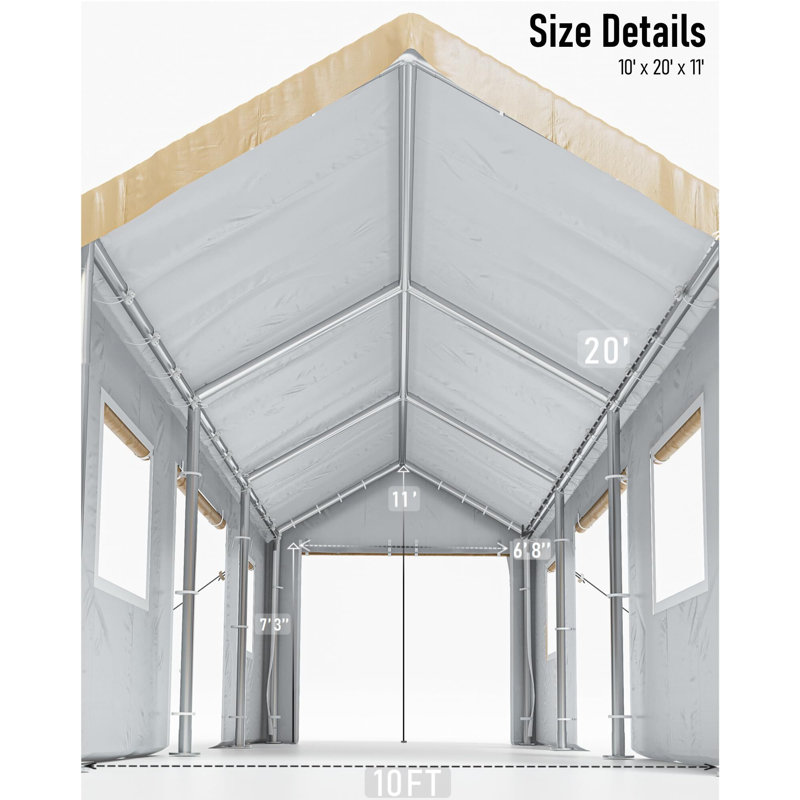 Garage l 10 pi x P 20 pi, Kaki / gris