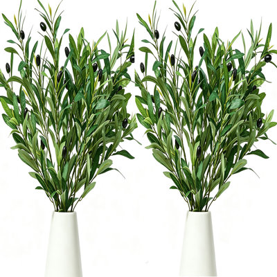8 Pack Artificial Olive Branches, 31.5 Inch Flexible Bendable Faux Olive Stems with Olive Fruits, Realistic Fake Greenery Branches for Vase, Home Kitchen Farmhouse Office Wedding Table Decor, Indoor Artificial Plant Decoration