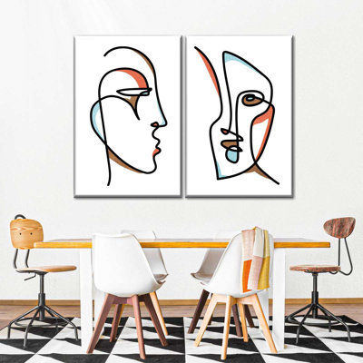 Slim Abstract Faces Multi Piece Canvas Print