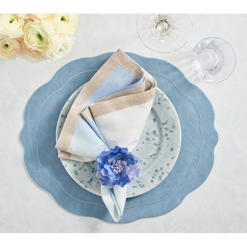 Dip Dye Linen Napkin, White/Periwinkle