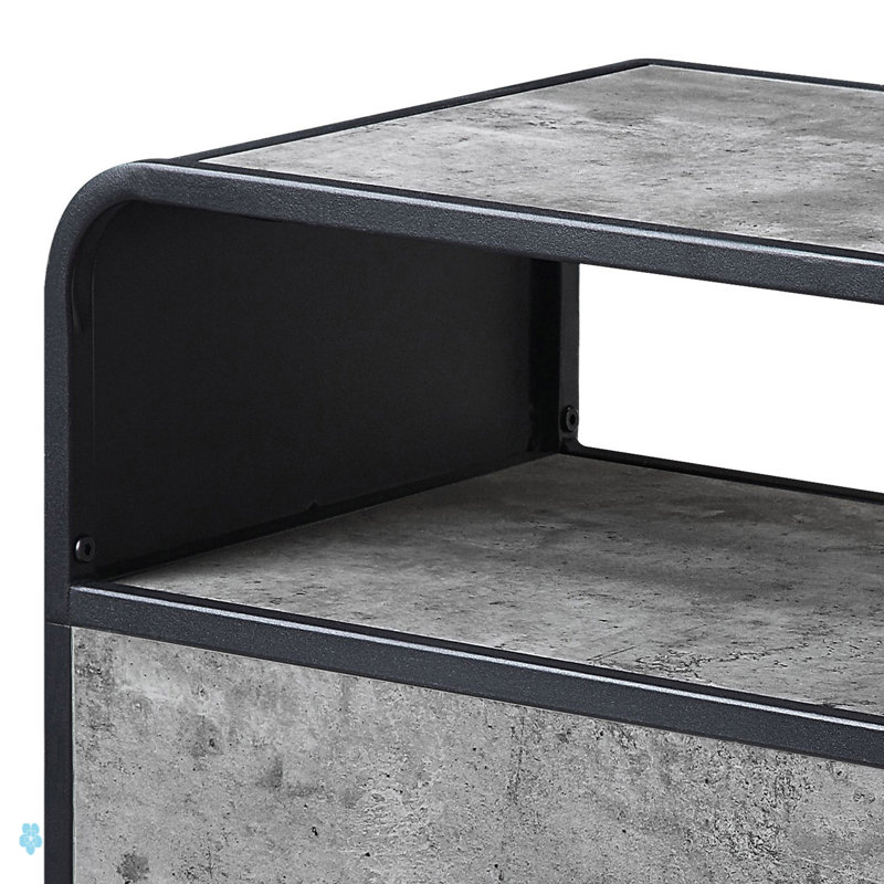Concrete Grey And Black Drawer TV Stand, 22.47" H x 39.52" W x 14.52" D