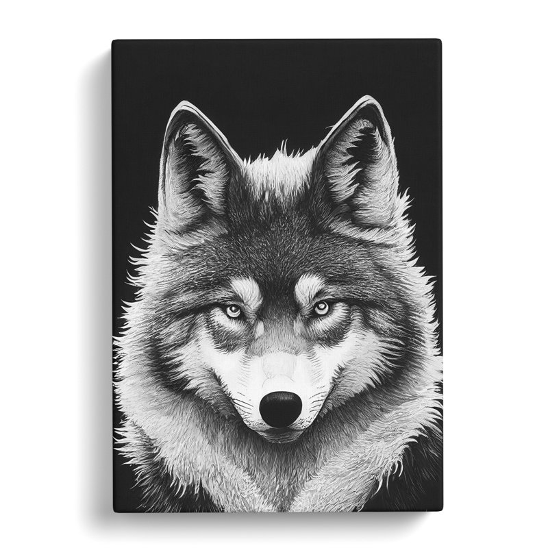 Monochrome Wolf No.4 - Wrapped Canvas, 76cm H x 50cm W x 3cm D