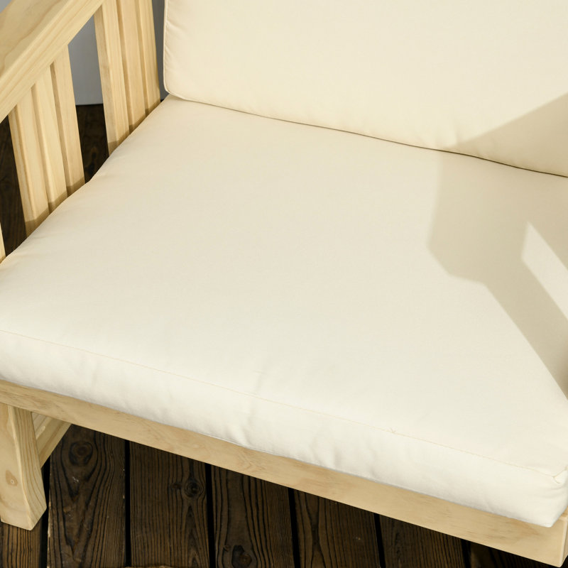 Patio Lounge 2: Chaise en bois avec coussin, beige pour l'extérieur de la cour - 2 pièces