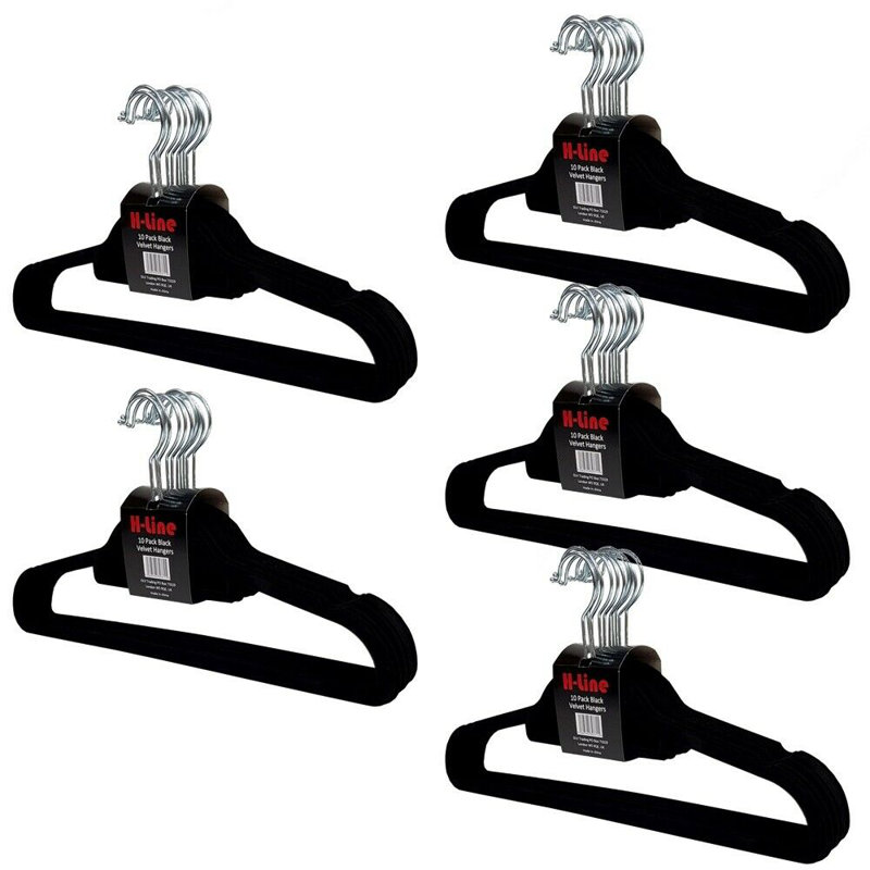 Velvet Standard Hanger for Dress/Shirt/Sweater, Black