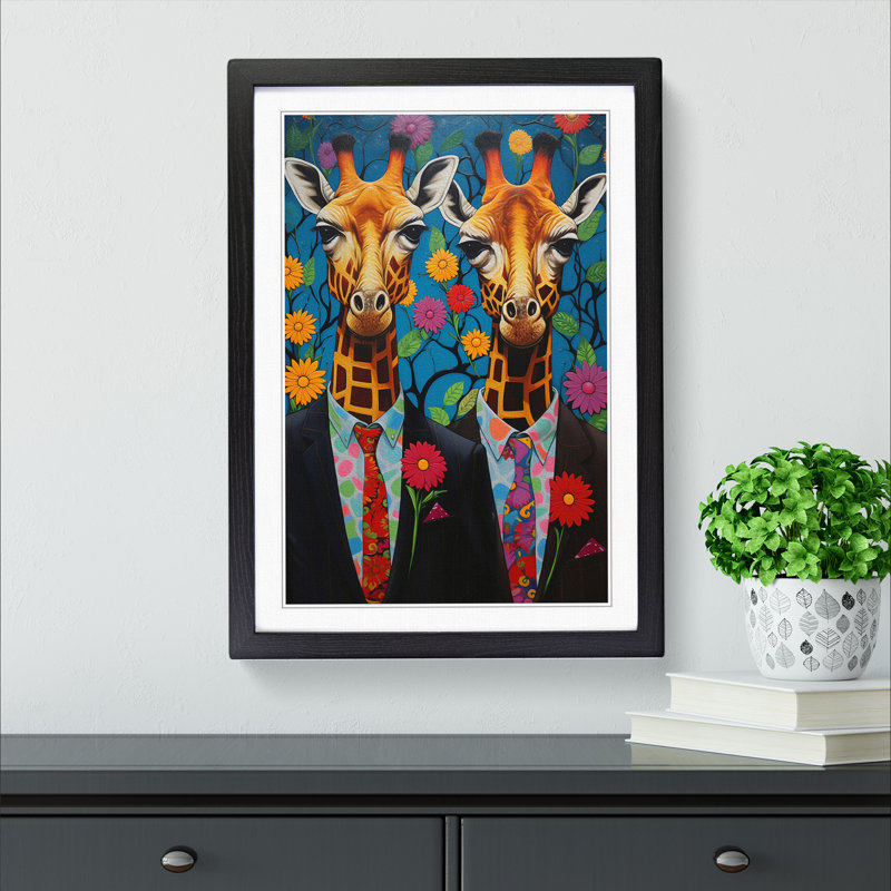 Giraffe Contemporary No.2 - Framed Print, Black, 46cm H x 34cm W x 2cm D