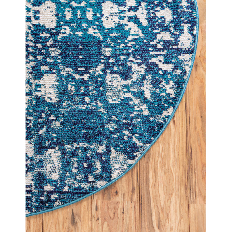  Tapis bleu marine Power Loom, Rond 4 pi 1 po