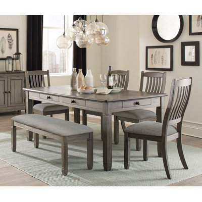 6Pc Dining Set Table W 6X Drawers