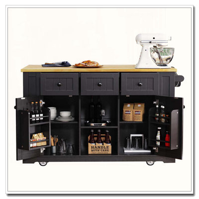 53-inch Kitchen Island with Drop Leaf & Power Outlet (Two Packages)