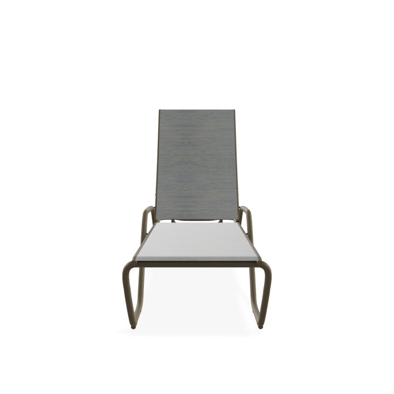 Outdoor Rust-Resistant Metal Chaise Lounge, Textured Beachwood, Reflection