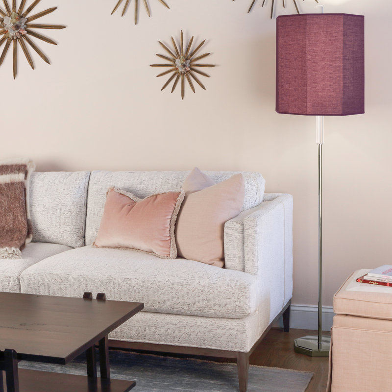 Kate 66.25'' Polished Nickel Floor Lamp with Vintage Wine Shade