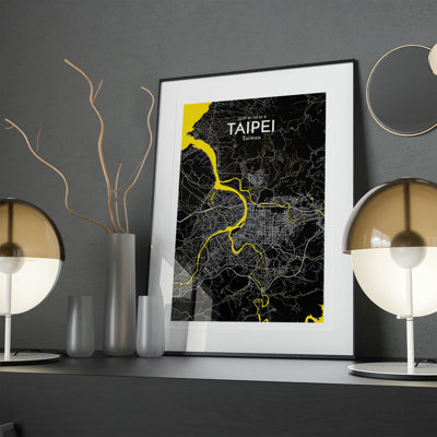 Taipei City Map in Times 1 Piece Wall Art