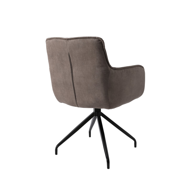Fauteuil pivotant rembourré et capitonné, Marron foncé