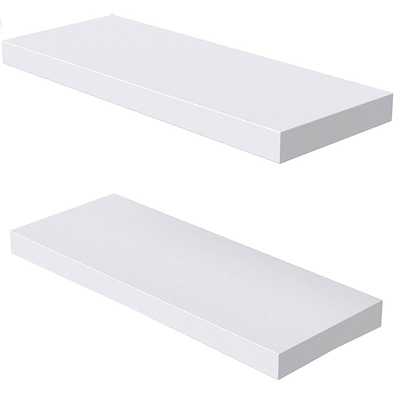 15" W x 5.5" D Floating Shelves Set with Invisible Wall Mount Bracket, White