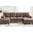 U-Shaped In Brown Chenille, Featuring Dual Chaise Lounges, Storage Pockets And Armrest Pillows For A Comfortable Home Atmosphere 103.5" Chenille Fabric With Pillows, Ideal Peaceful-977977231
